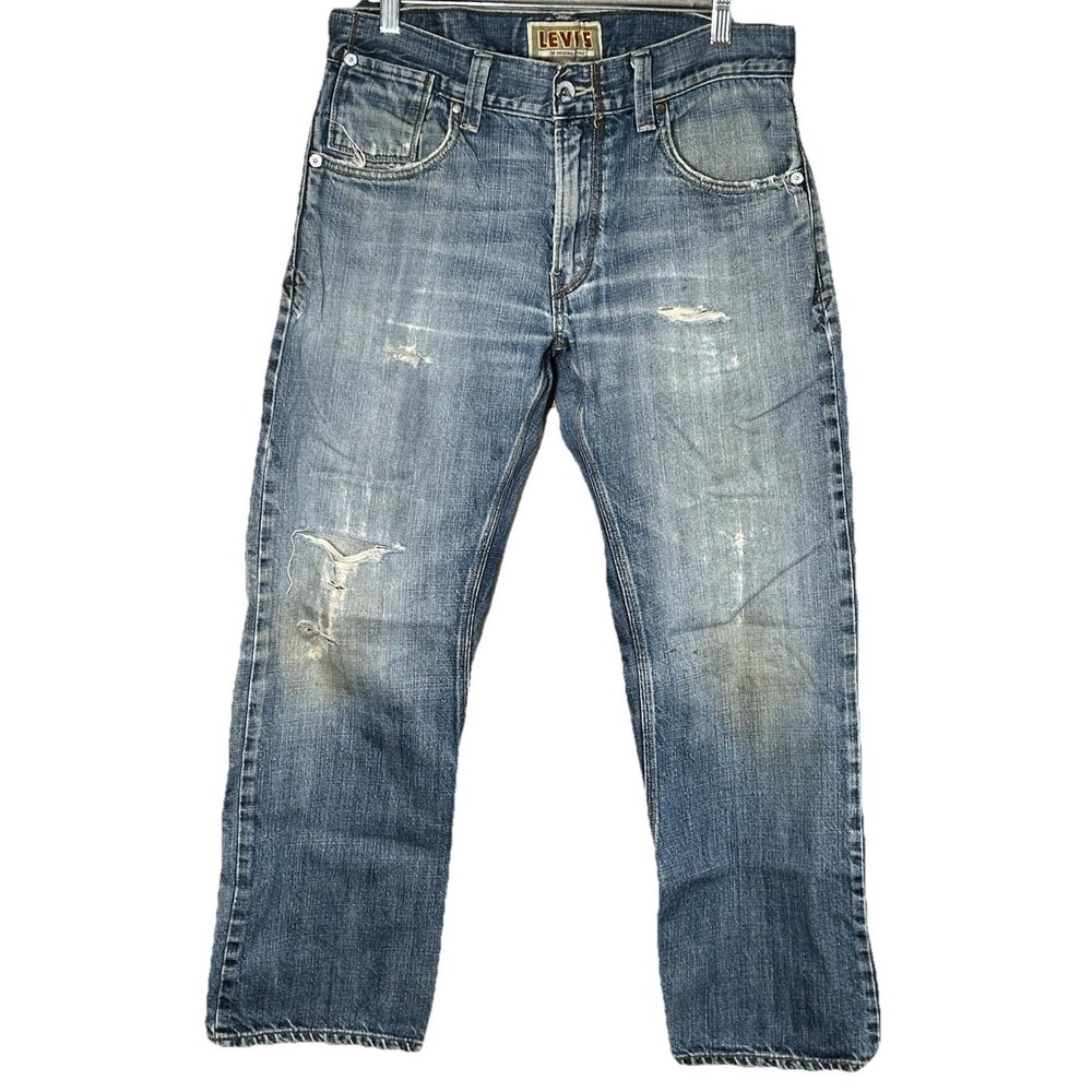 Levi's 514 Jeans Men's 34x30 Blue Slim Straight Leg Distressed Worn